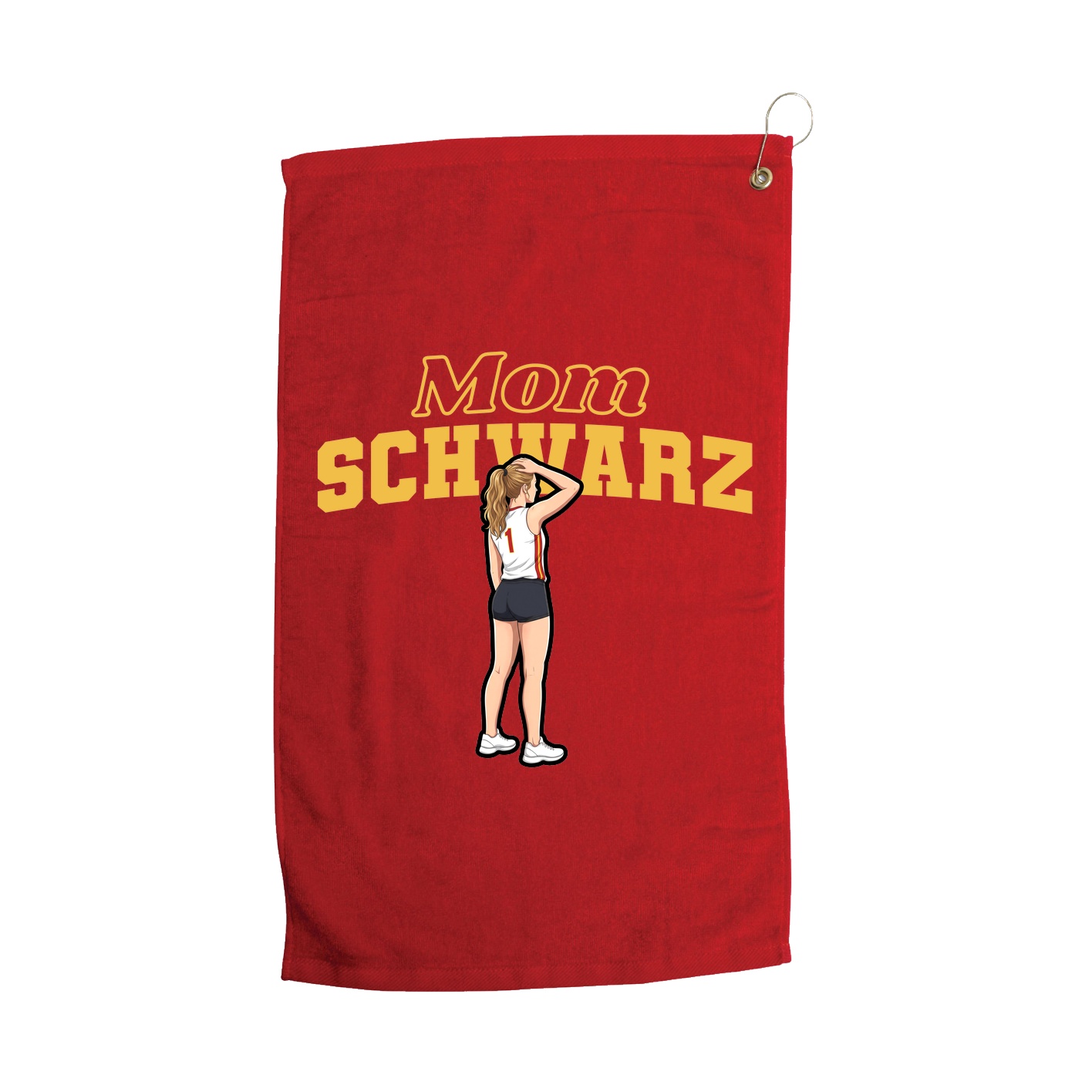 Golf Towel — Mothers Day Block in Red