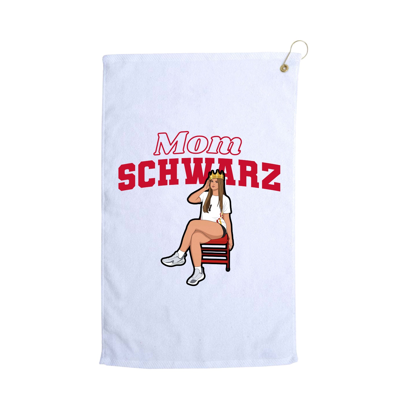 Golf Towel — Mothers Day Block in White