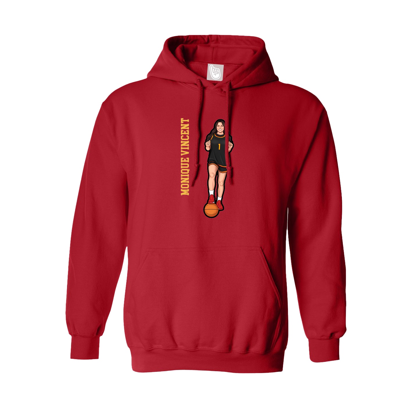 Hoodie — Name Vertical in Red