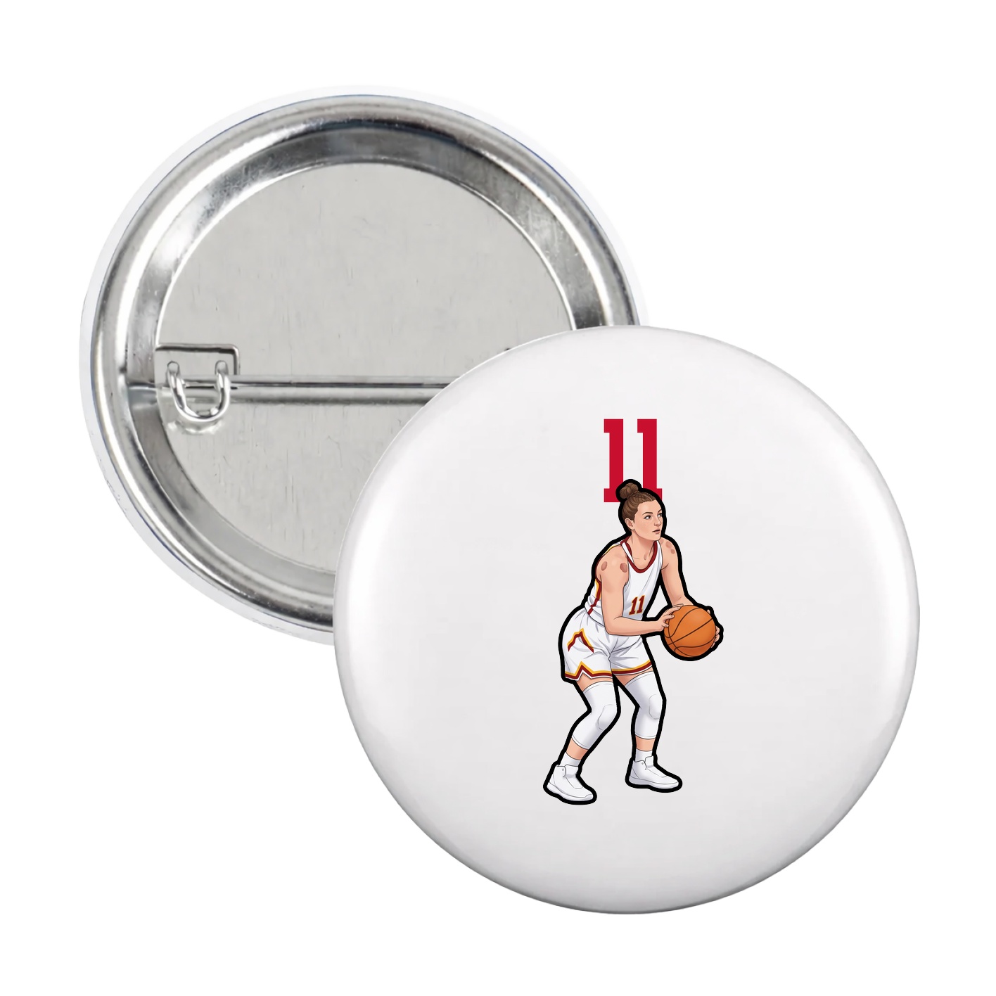 Game Day Button — Number Top in White