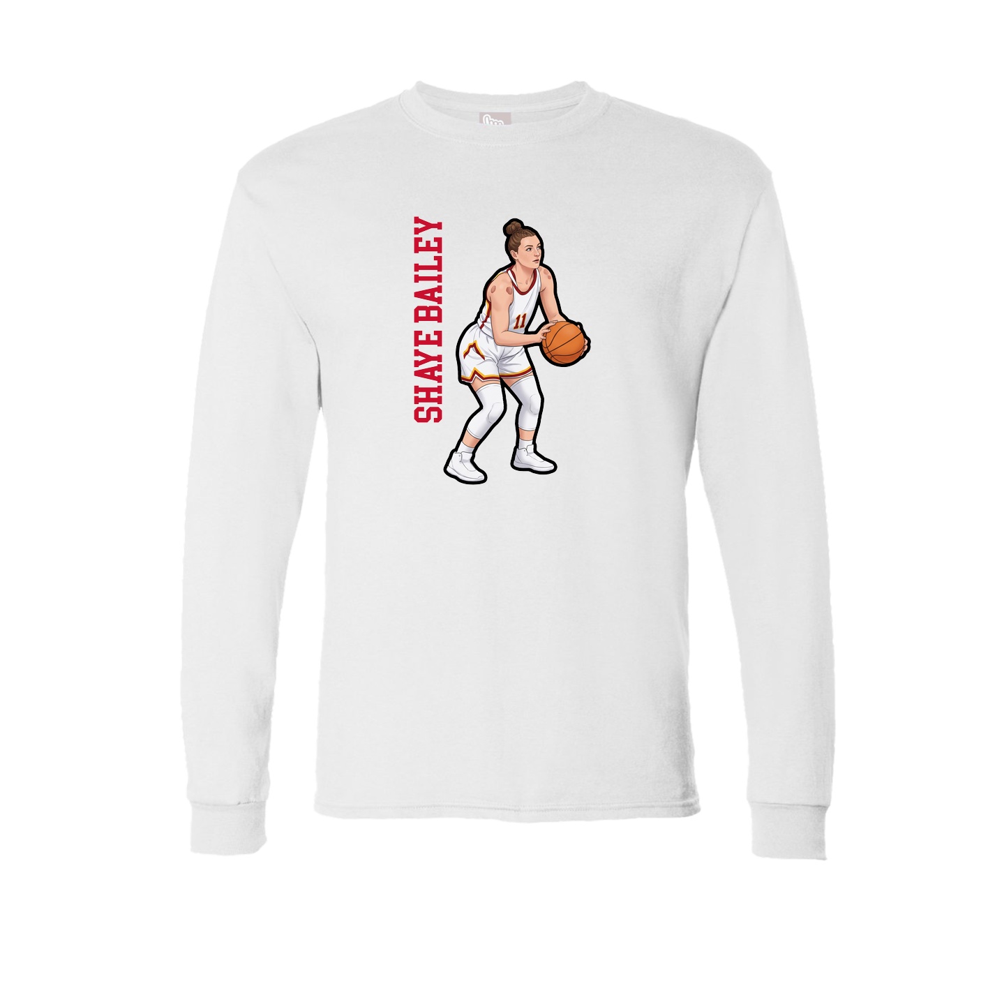 Long Sleeve Tee — Name Vertical in White