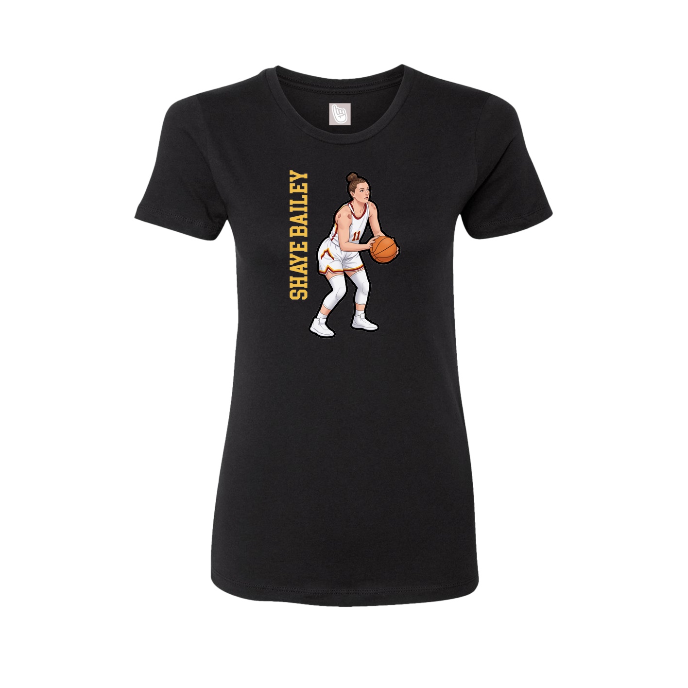 Fitted Women's Tee — Name Vertical in Black
