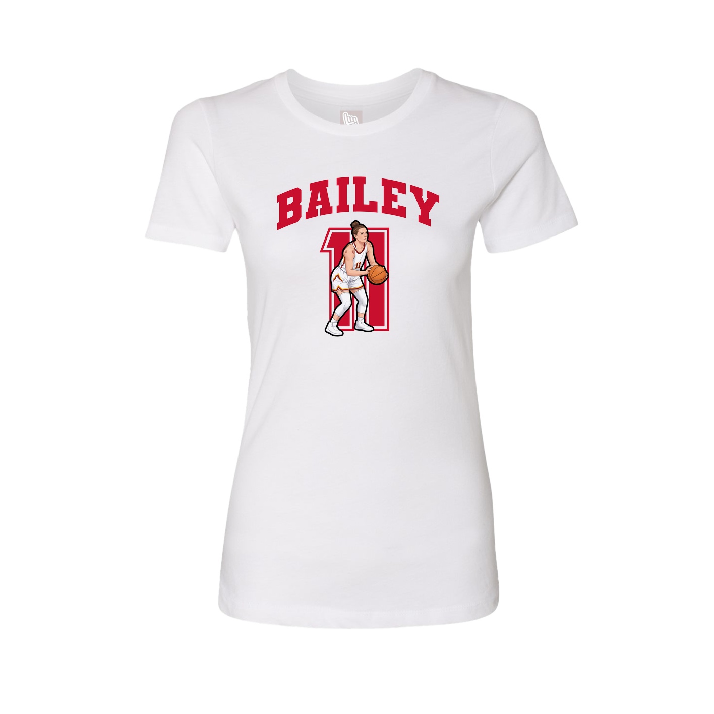 Fitted Women's Tee — Number in White