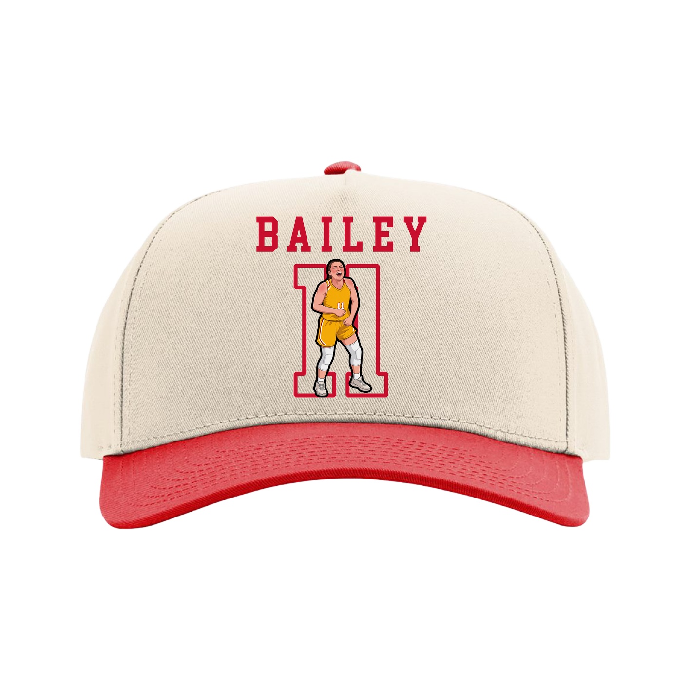 Full Fabric Five-Panel Champ Cap — Shirsey in Cream/Red