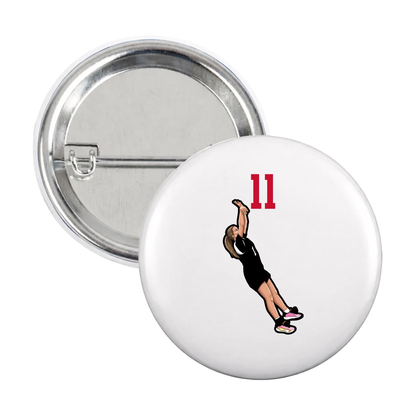 Game Day Button — Number Top in White