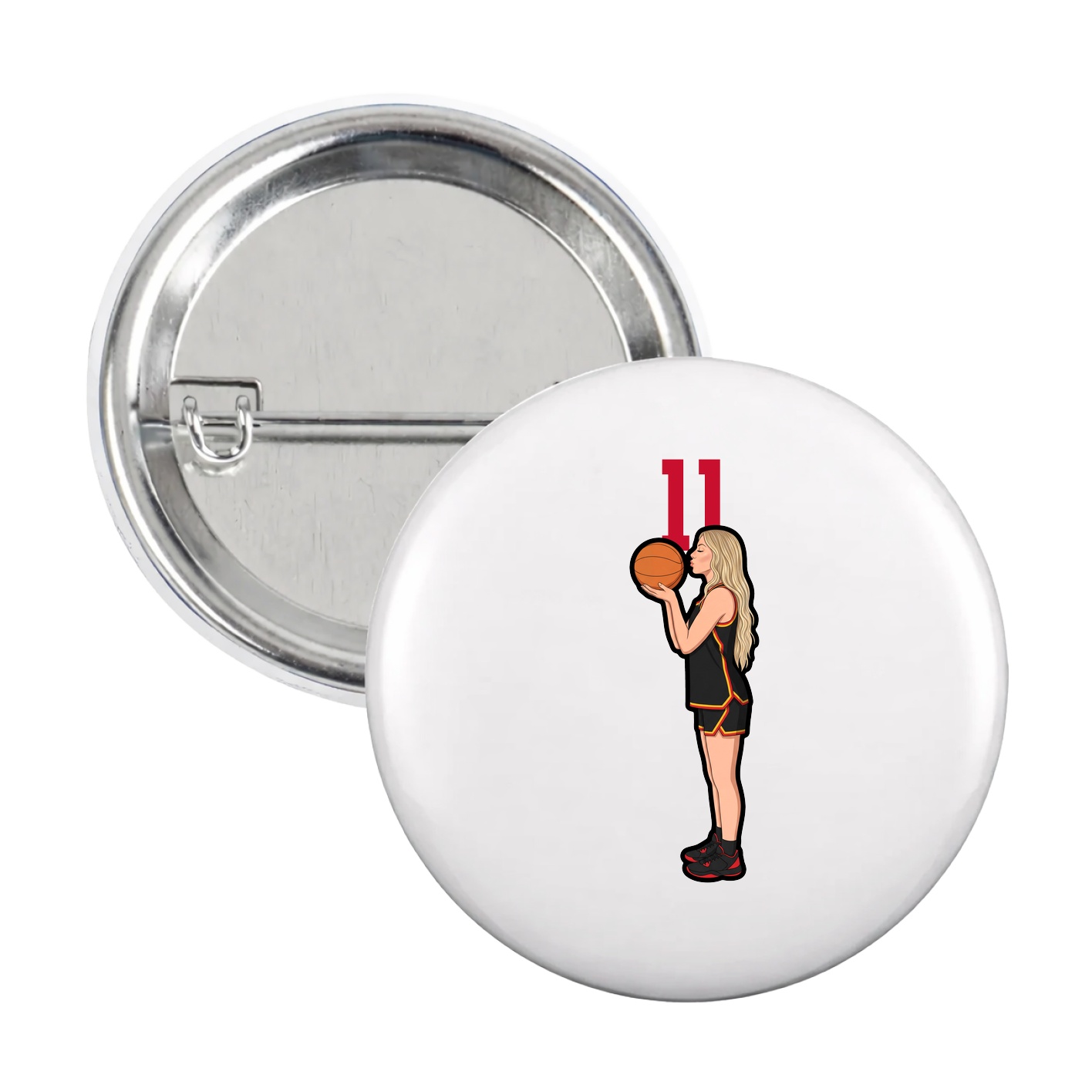 Game Day Button — Number Top in White