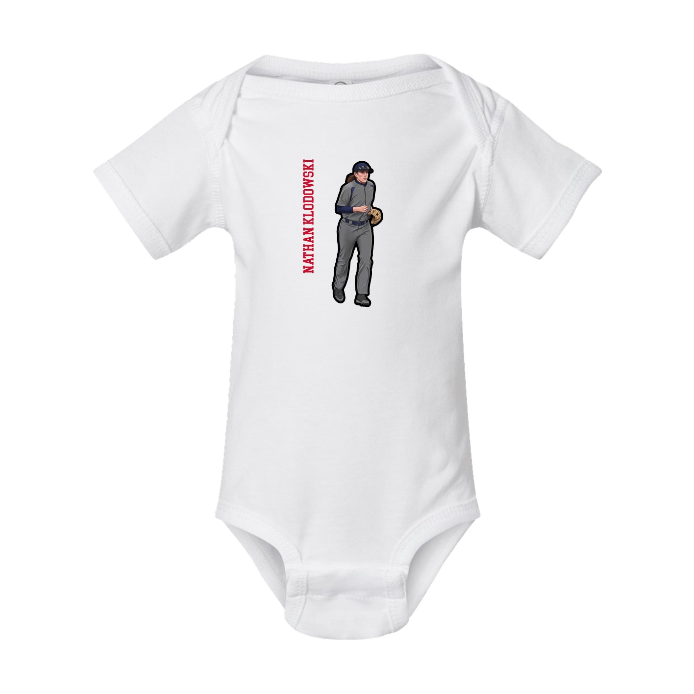 Baby Onesie — Name Vertical in White