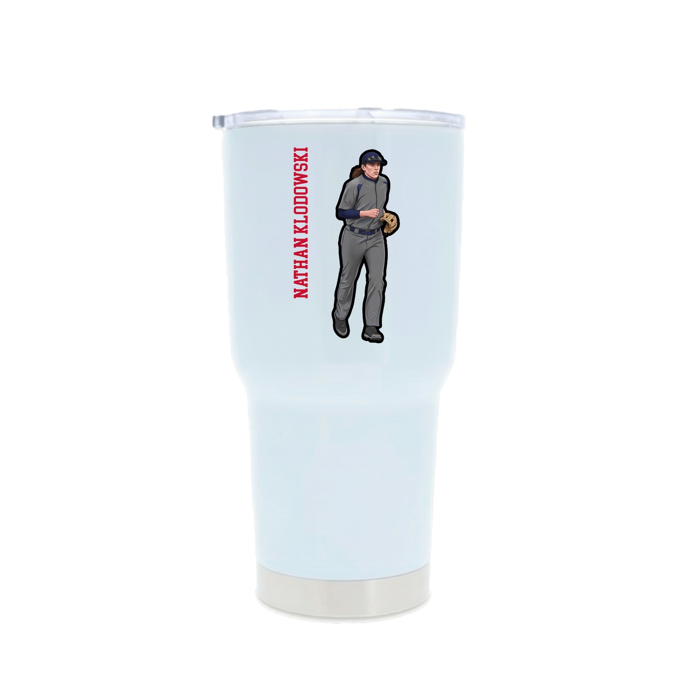 30oz Stainless Steel Tumbler — Name Vertical in White