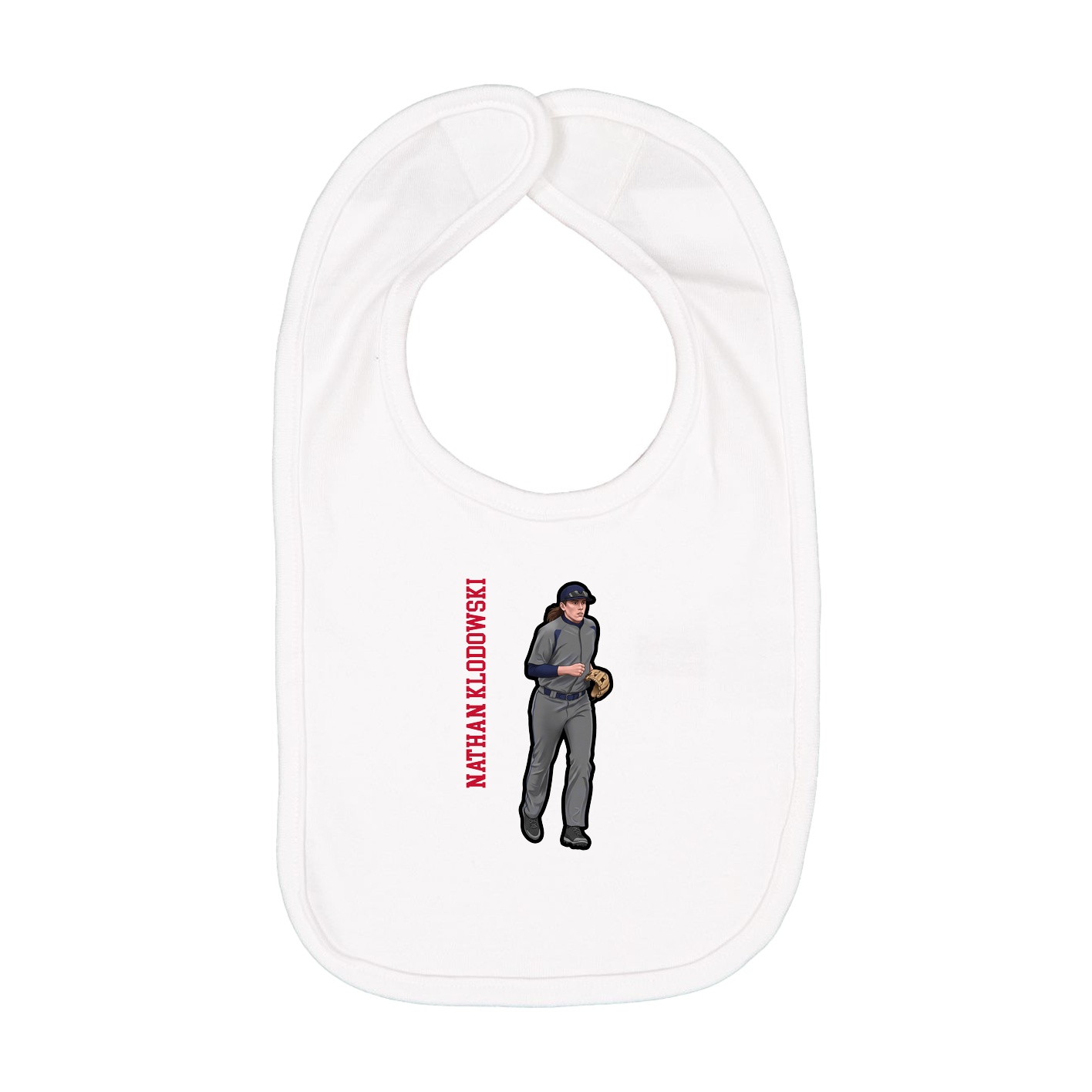Infant Bib — Name Vertical in White