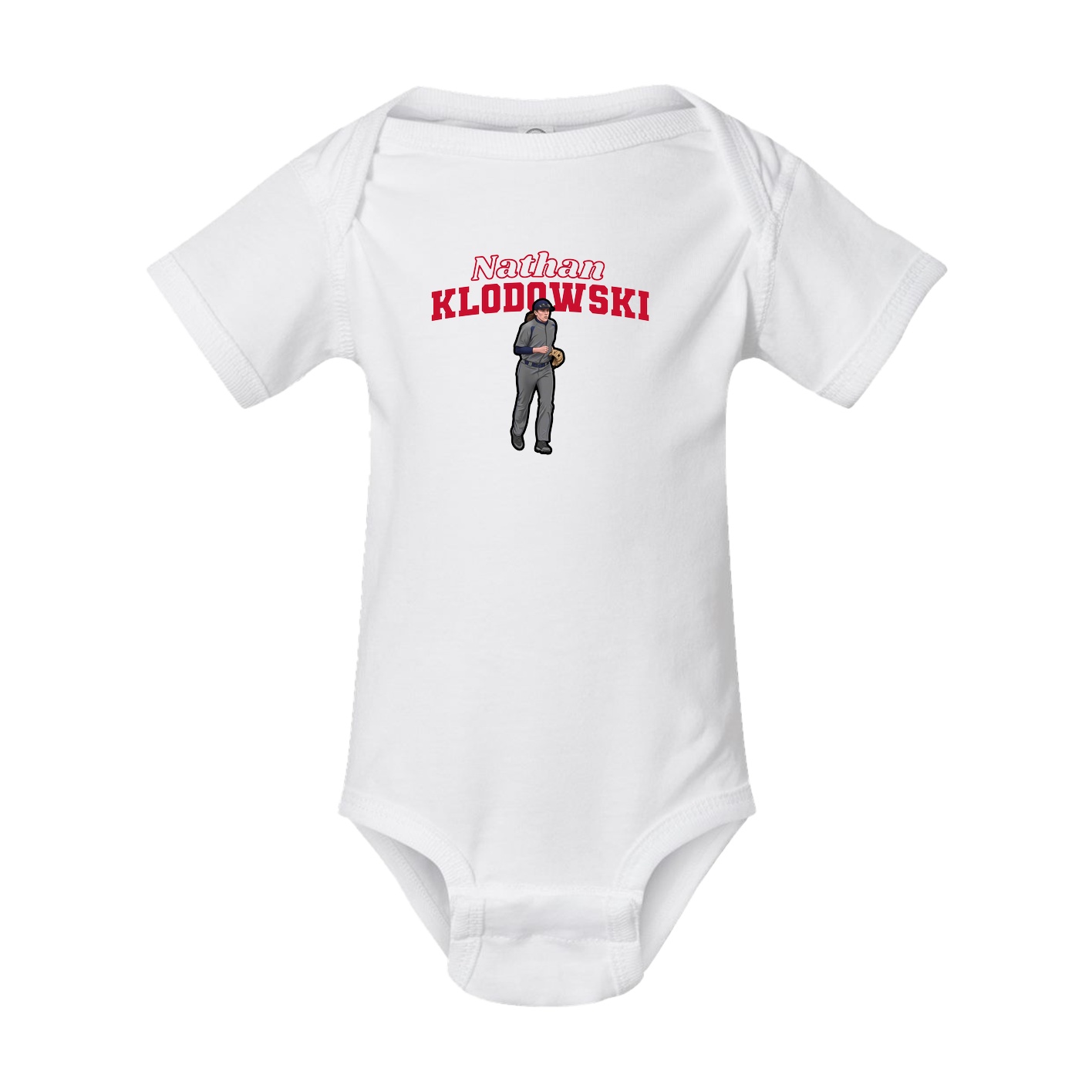Baby Onesie — Name Arch in White