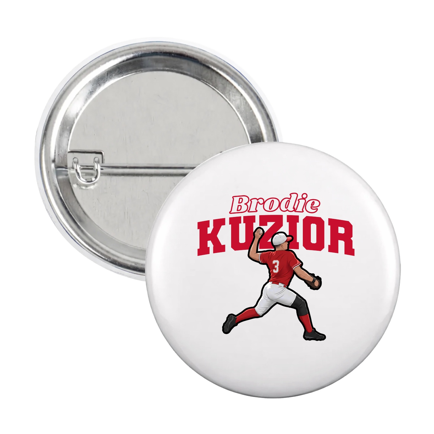 Game Day Button — Name Arch in White