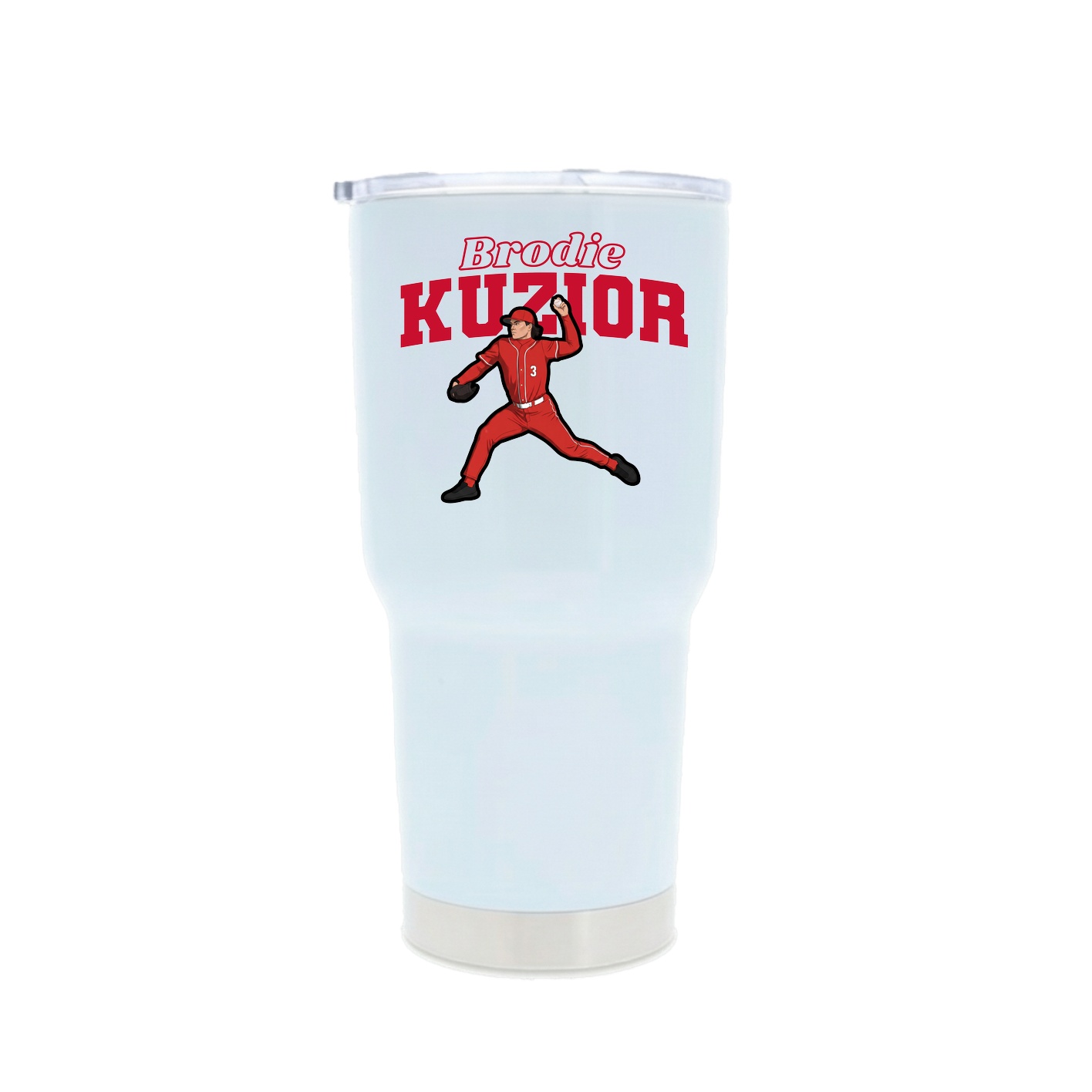 30oz Stainless Steel Tumbler — Name Arch in White