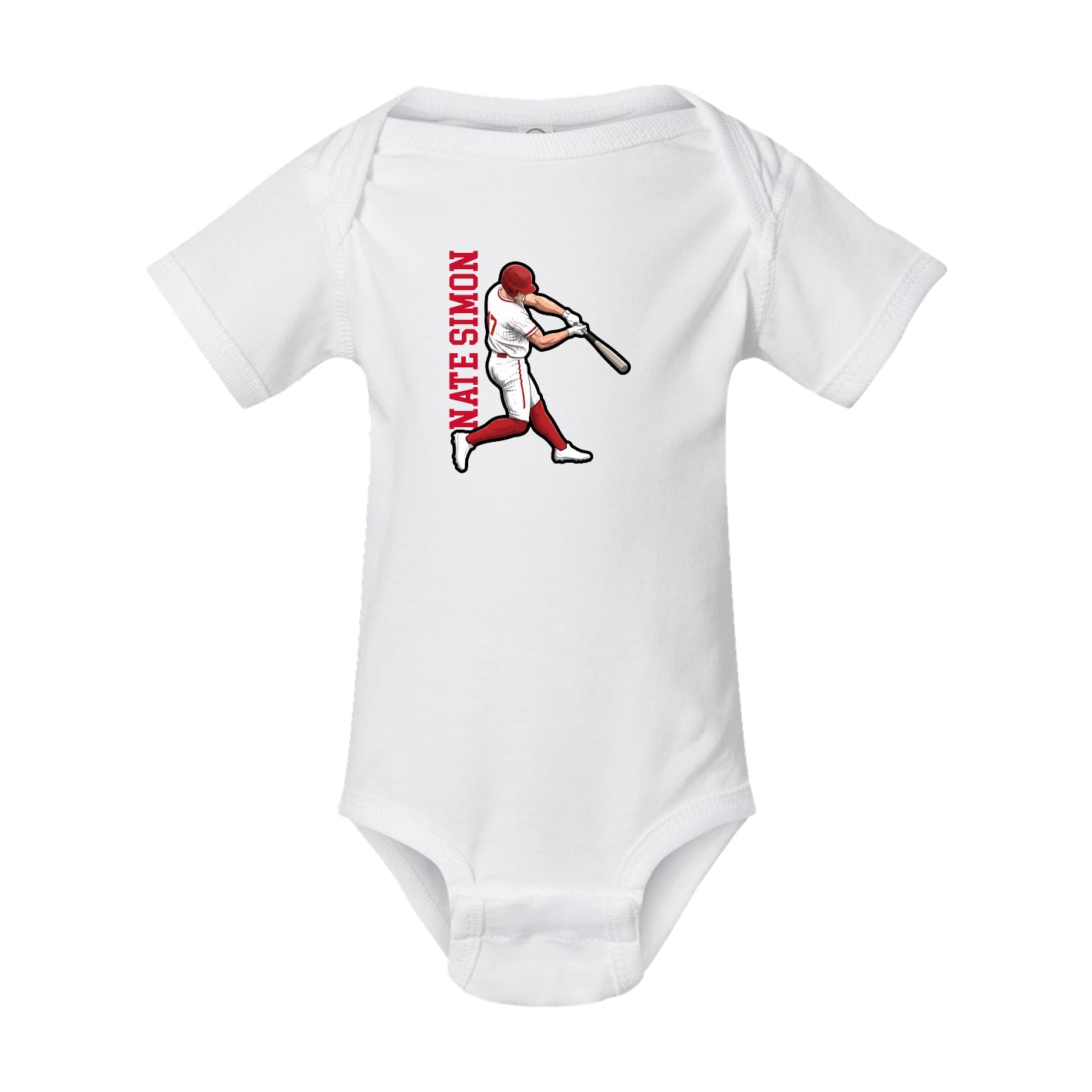 Baby Onesie — Name Vertical in White