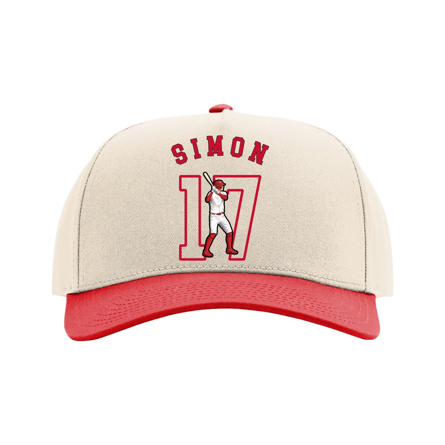 Full Fabric Five-Panel Champ Cap — Shirsey Arch in Cream/Red