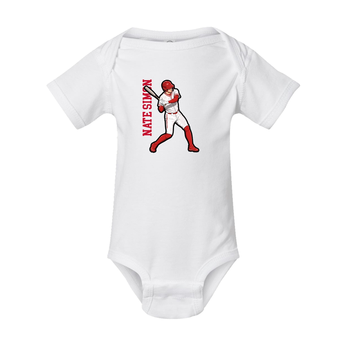 Baby Onesie — Name Vertical in White