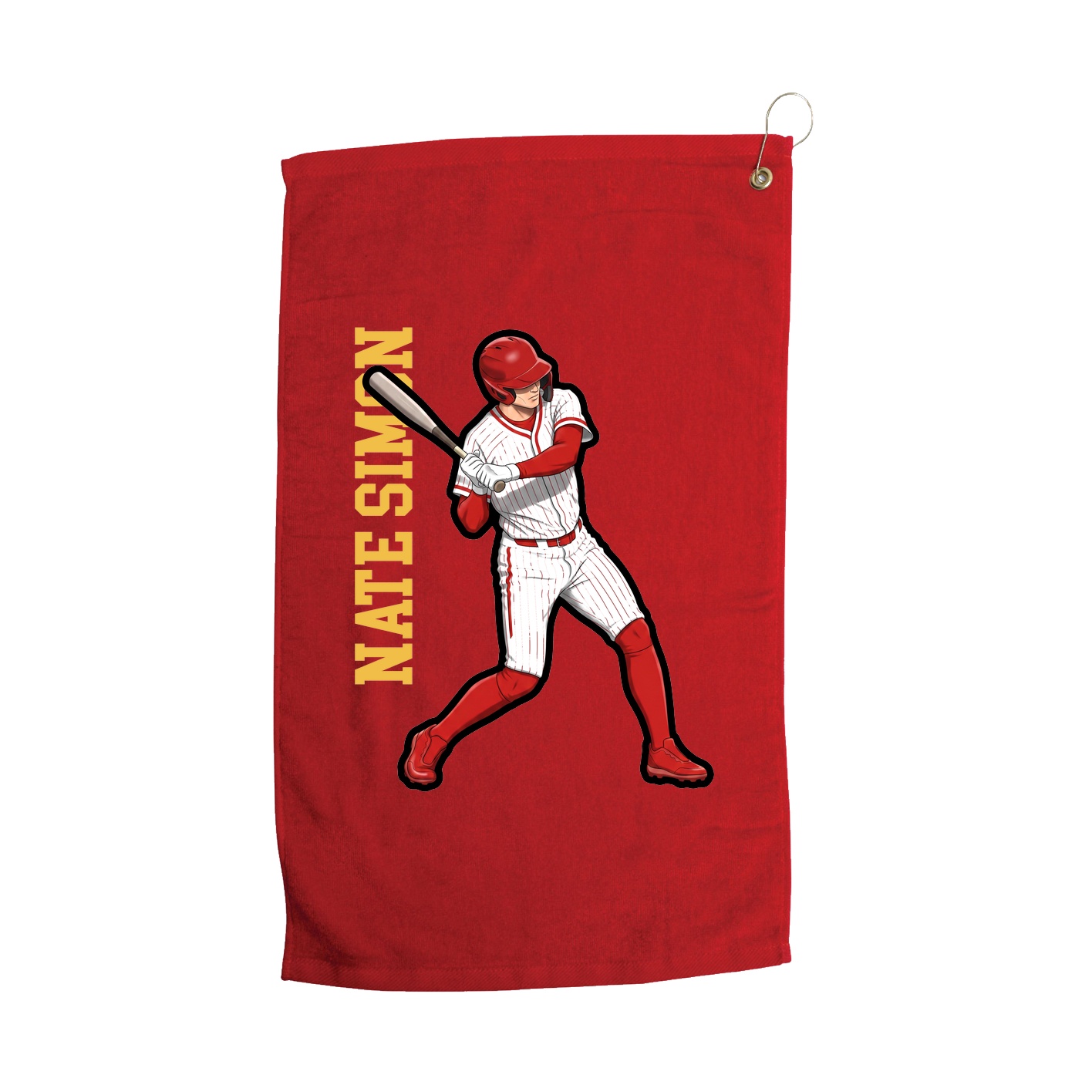 Golf Towel — Name Vertical in Red