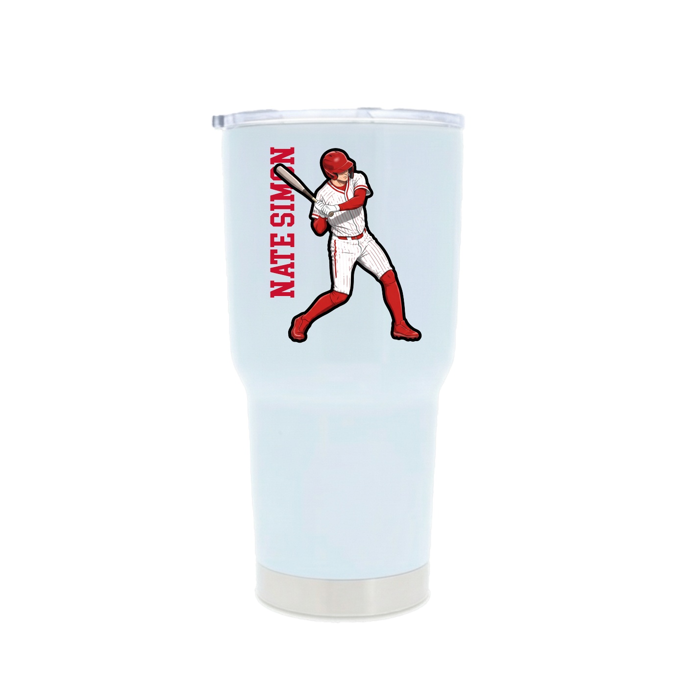 30oz Stainless Steel Tumbler — Name Vertical in White