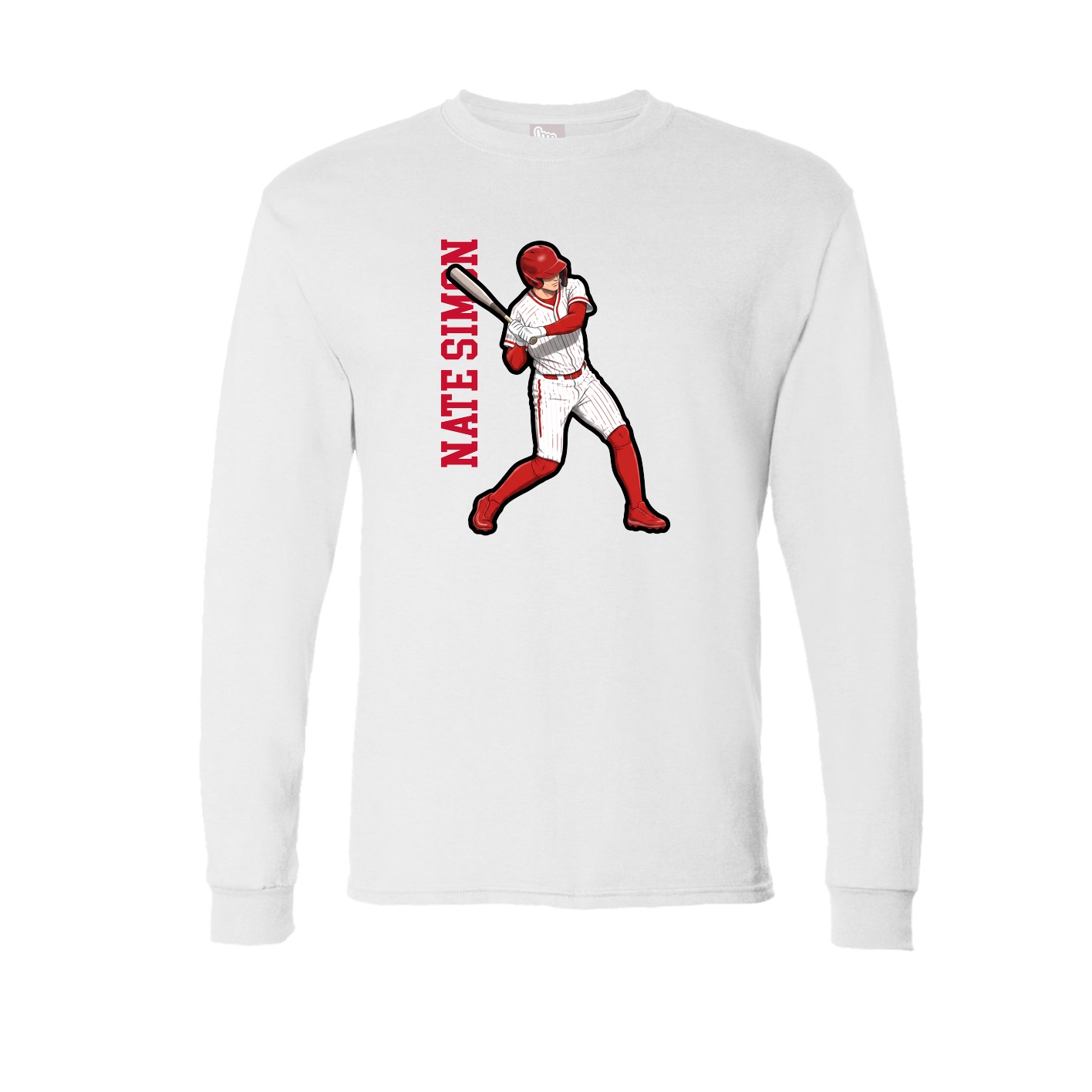 Long Sleeve Tee — Name Vertical in White
