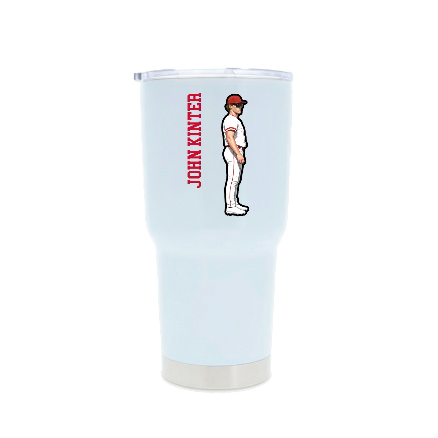 30oz Stainless Steel Tumbler — Name Vertical in White
