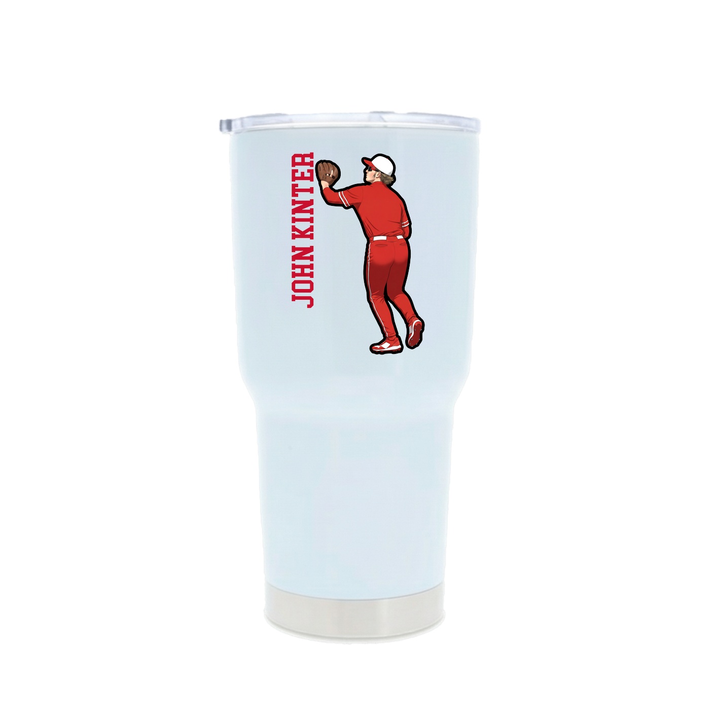 30oz Stainless Steel Tumbler — Name Vertical in White
