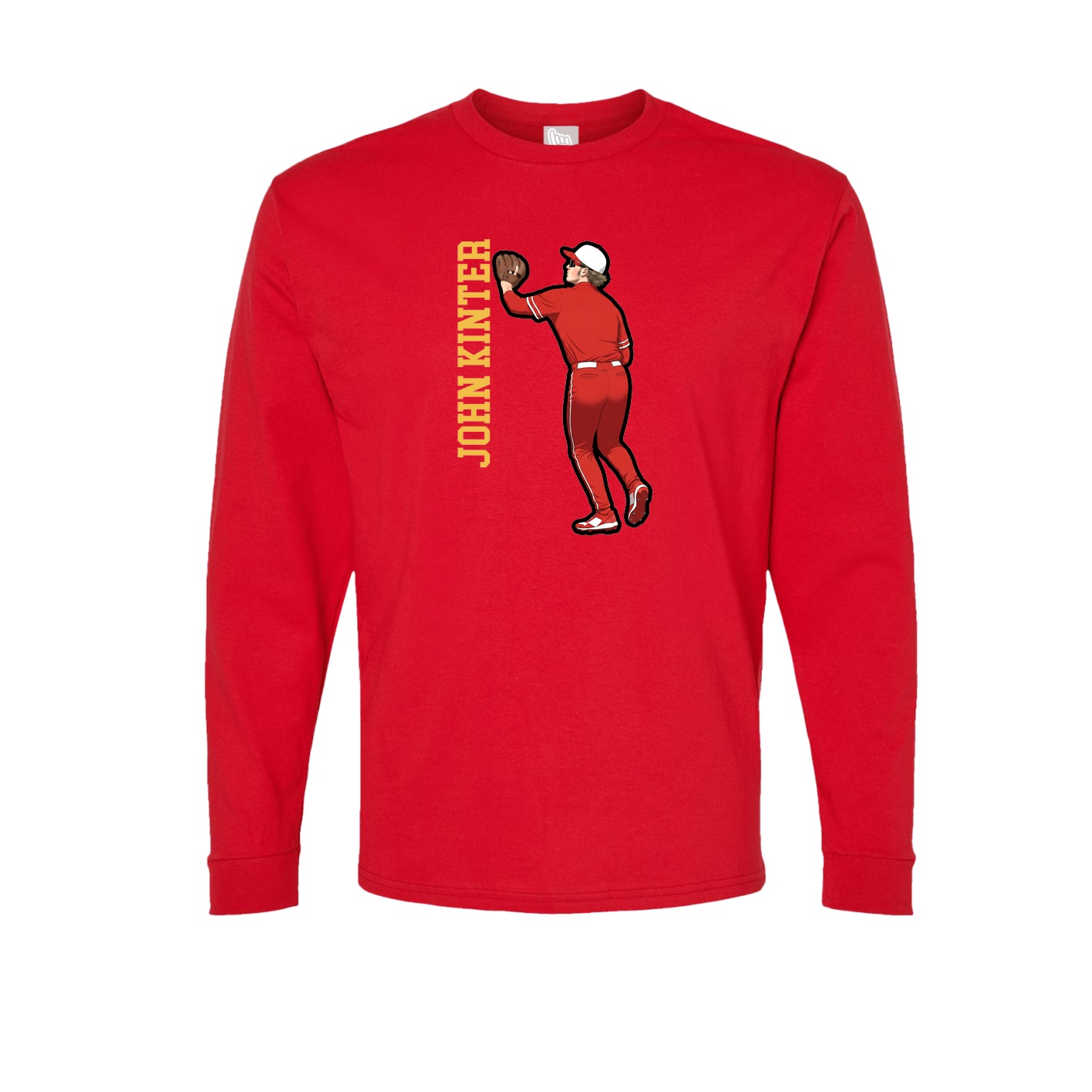 Long Sleeve Tee — Name Vertical in Red