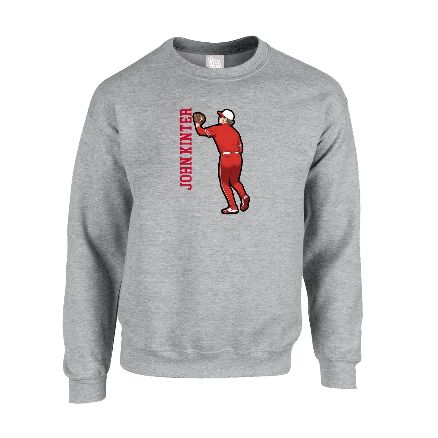 Fleece Crew — Name Vertical in Grey