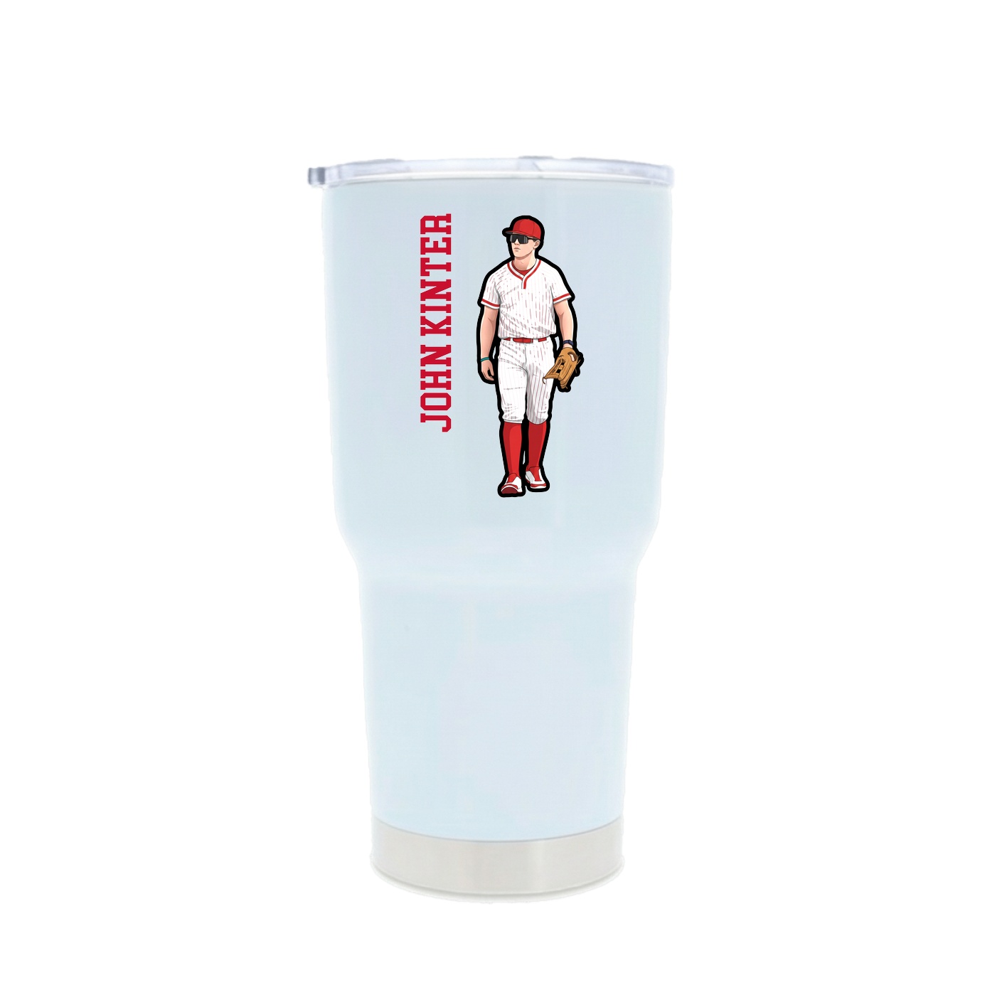 30oz Stainless Steel Tumbler — Name Vertical in White