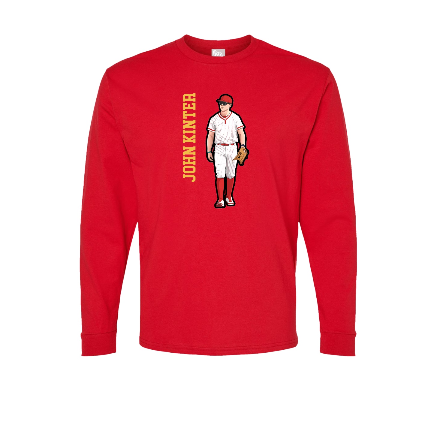 Long Sleeve Tee — Name Vertical in Red