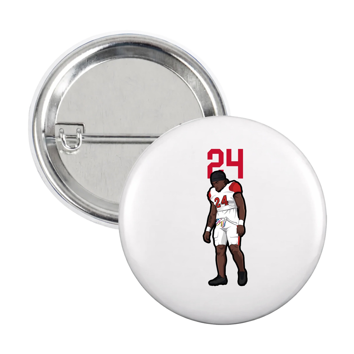 Game Day Button — Number Top in White
