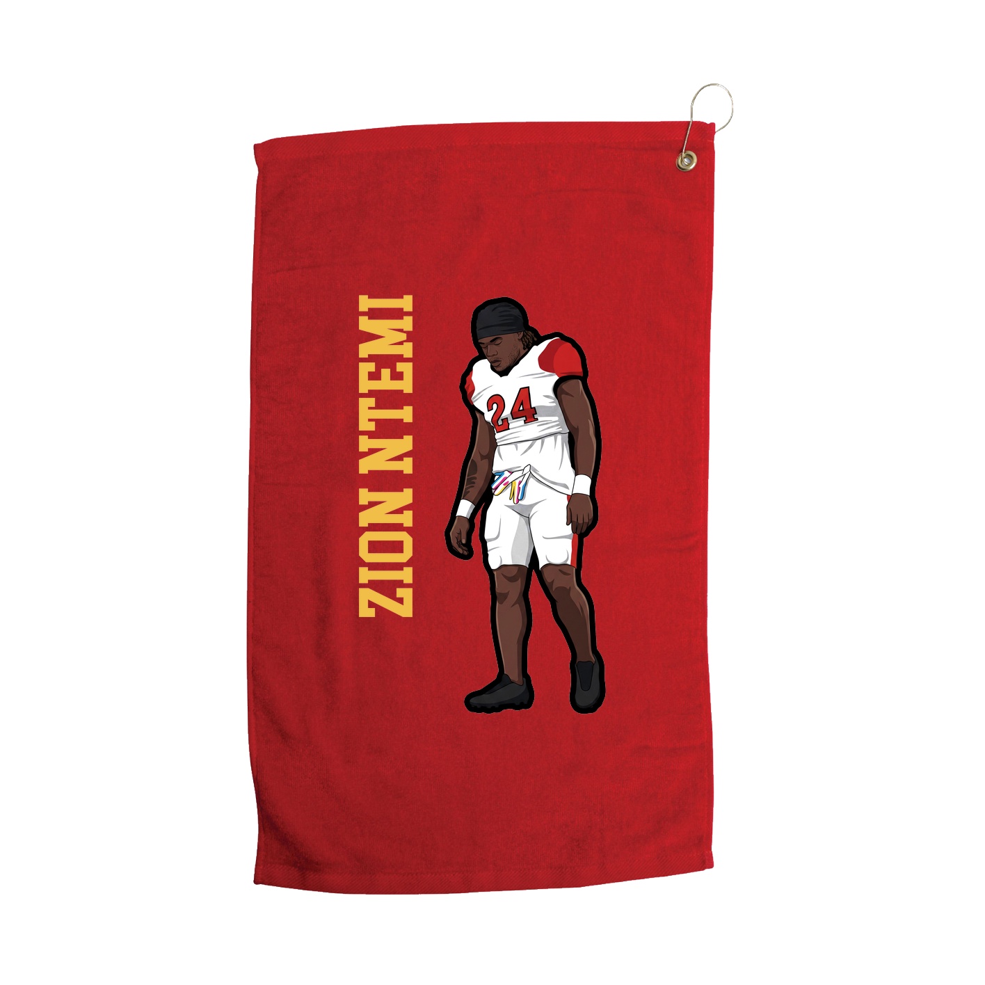 Golf Towel — Name Vertical in Red