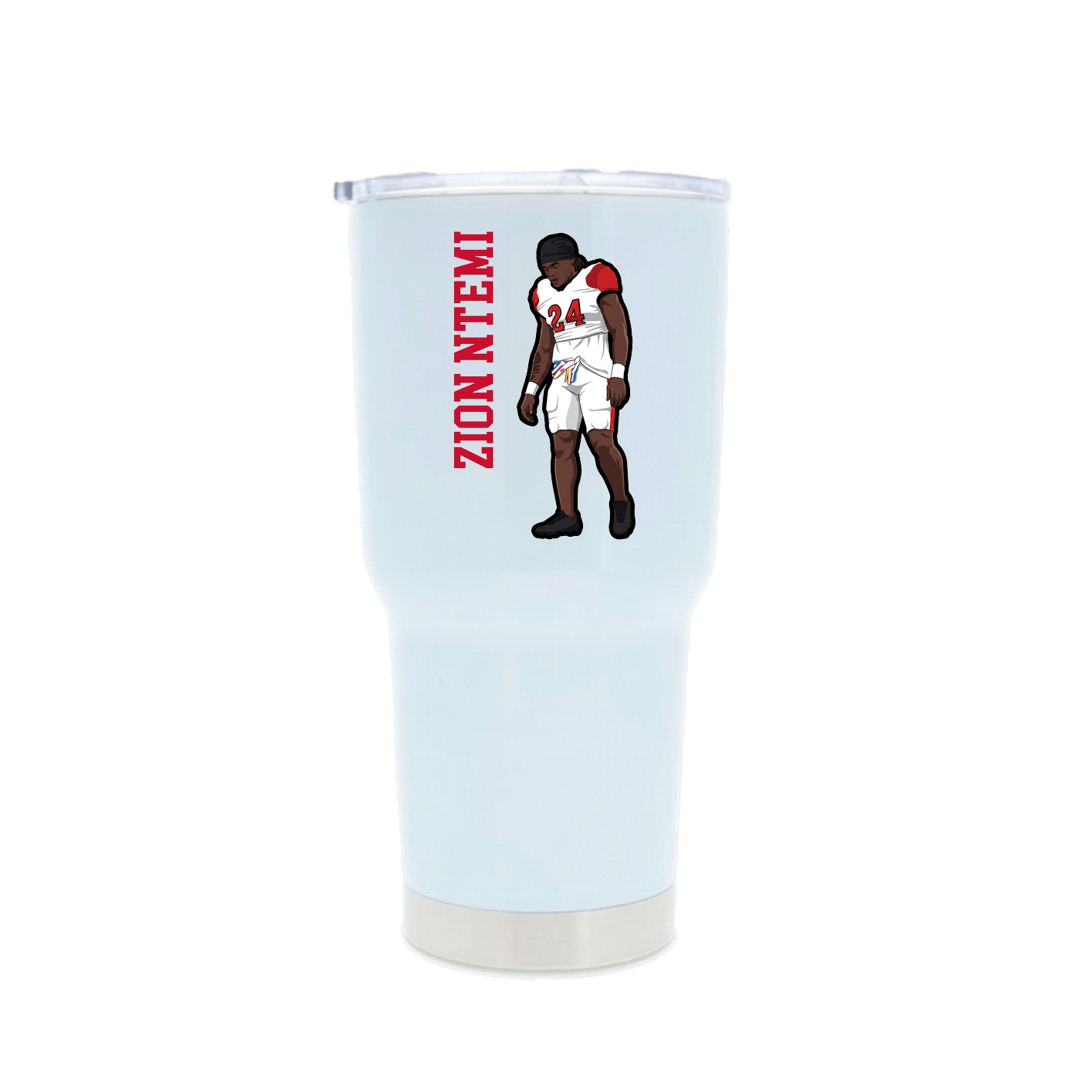 30oz Stainless Steel Tumbler — Name Vertical in White