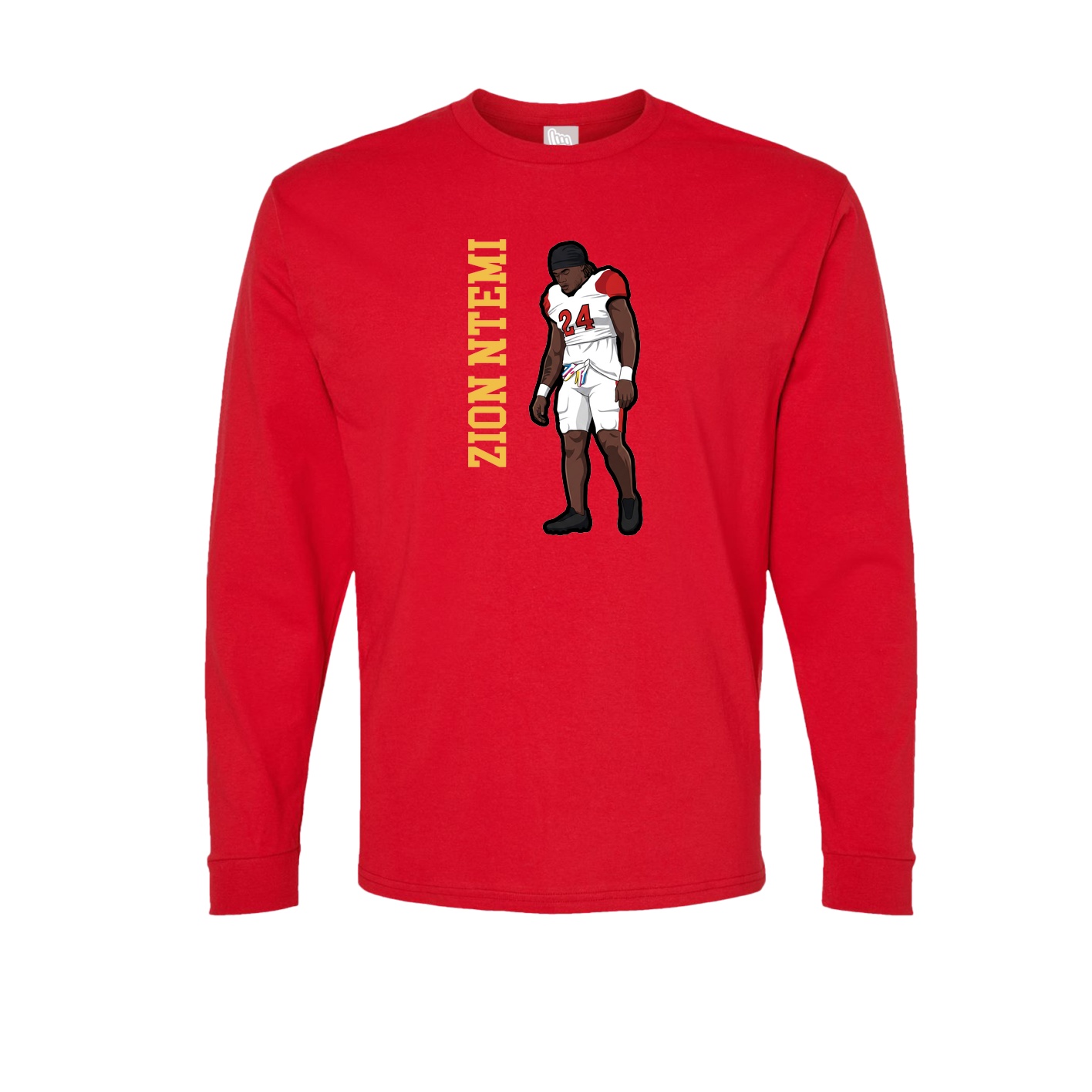Long Sleeve Tee — Name Vertical in Red