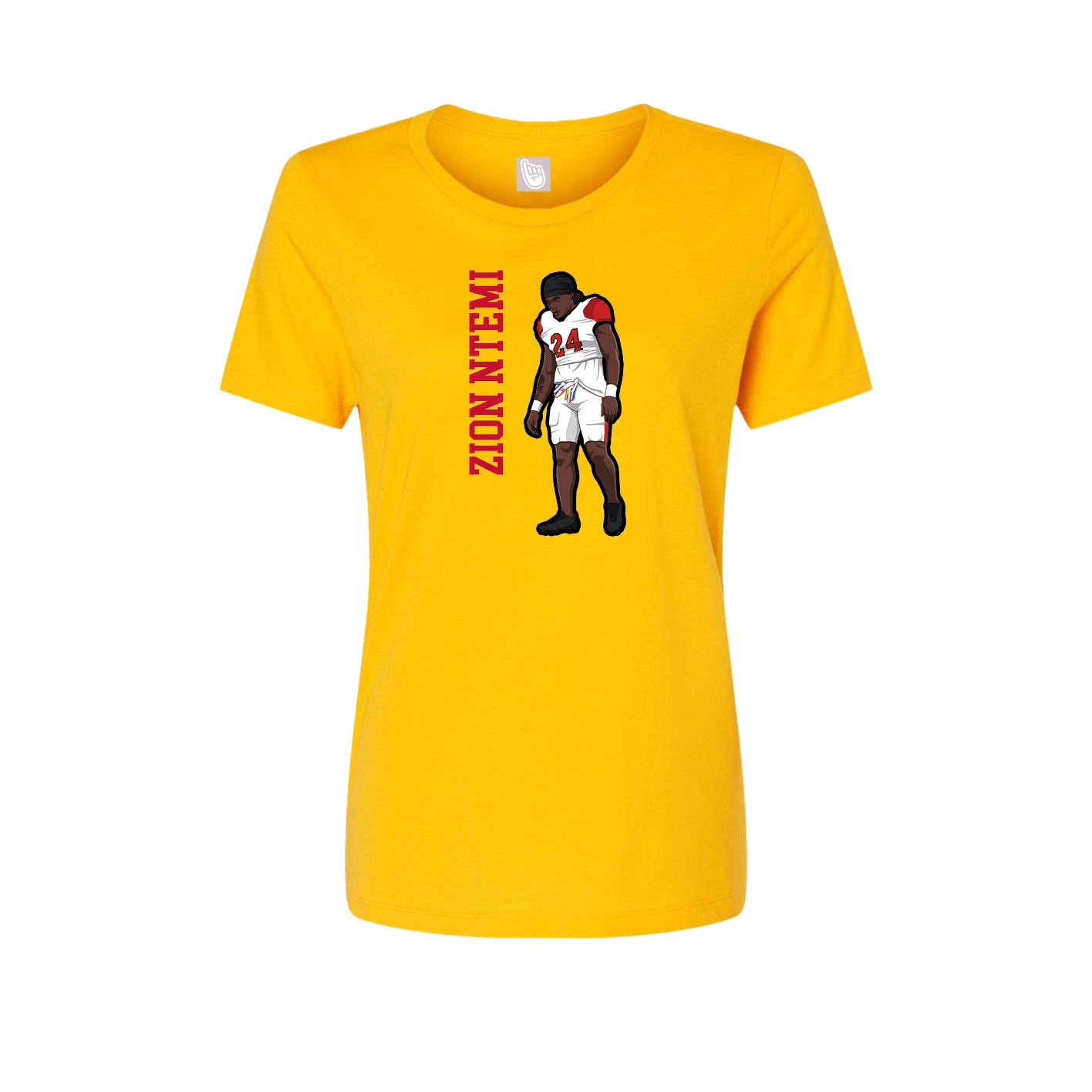 Womens Tee — Name Vertical in Gold