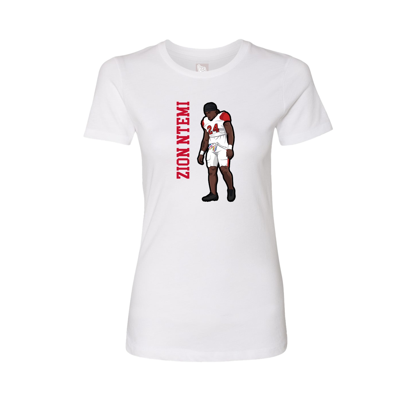 Fitted Women's Tee — Name Vertical in White