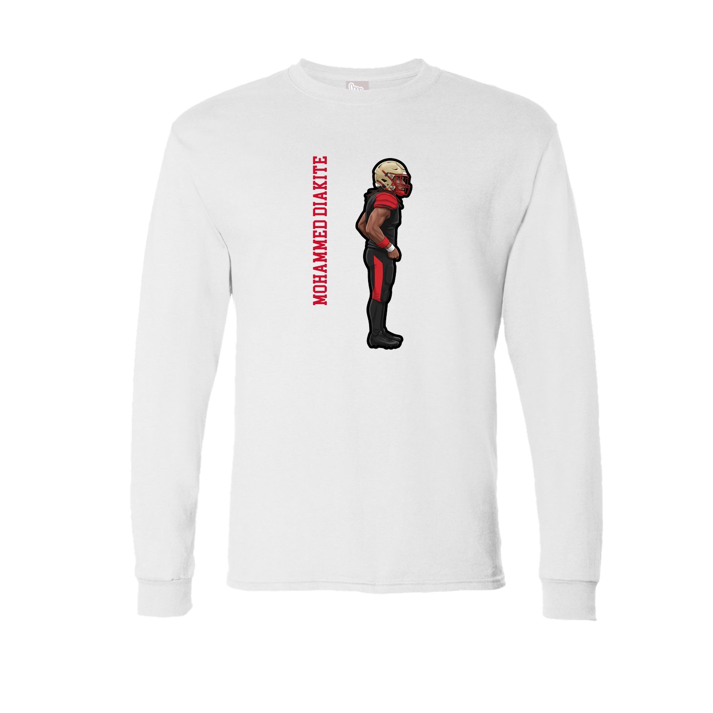 Long Sleeve Tee — Name Vertical in White