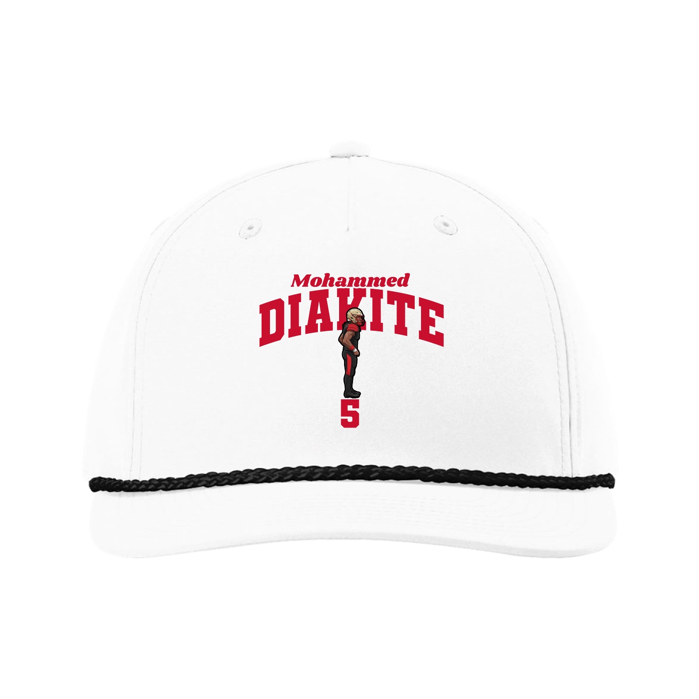 Five-Panel Classic Rope Cap — Signature Arch in White