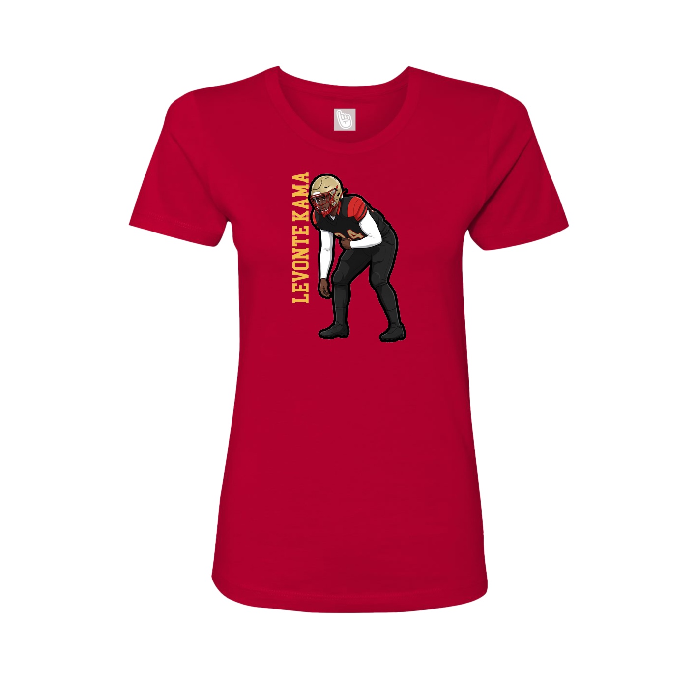 Fitted Women's Tee — Name Vertical in Red
