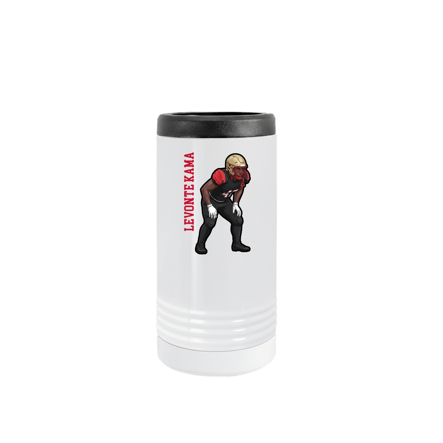 Slim Beverage Holder — Name Vertical in White