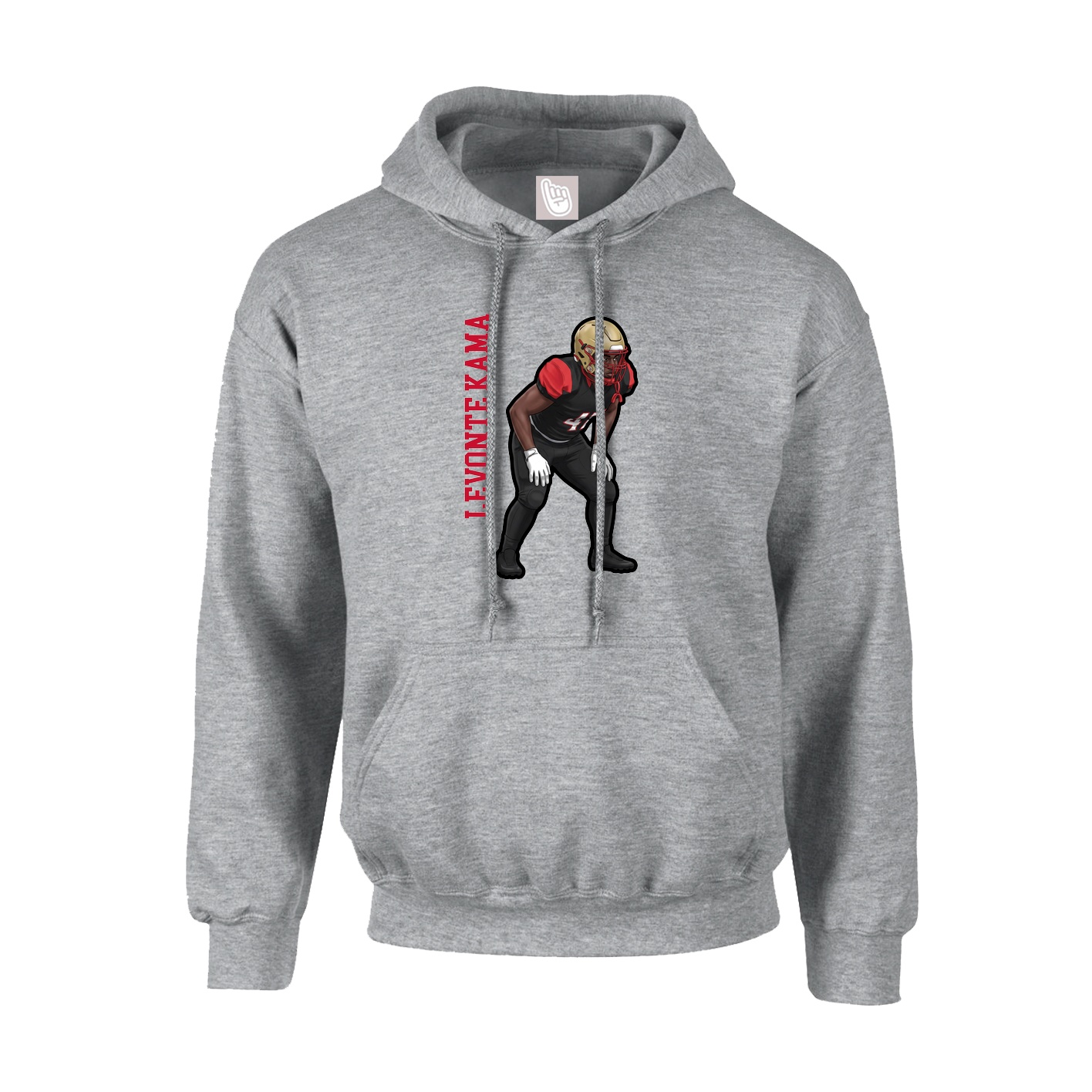 Hoodie — Name Vertical in Grey