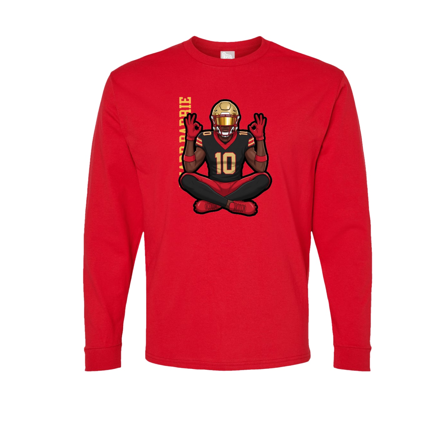 Long Sleeve Tee — Name Vertical in Red