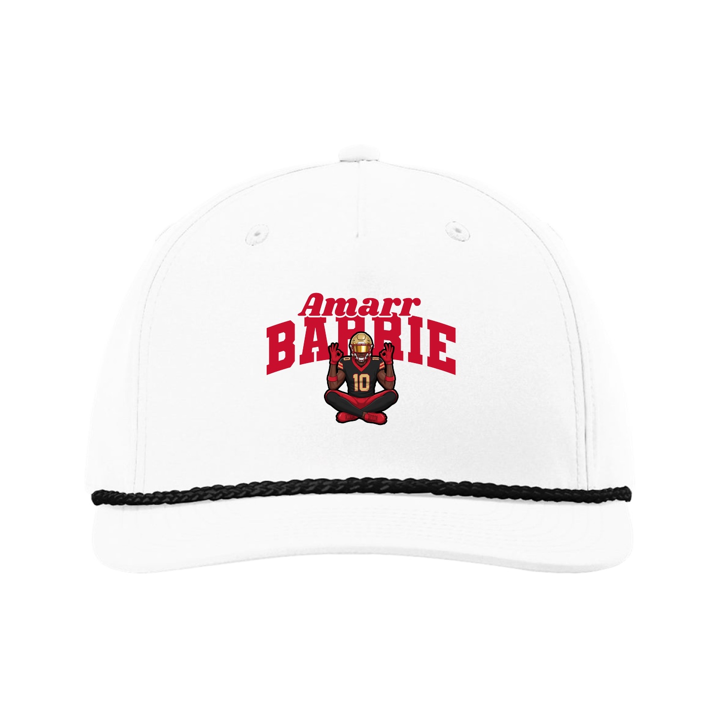 Five-Panel Classic Rope Cap — Signature Arch in White