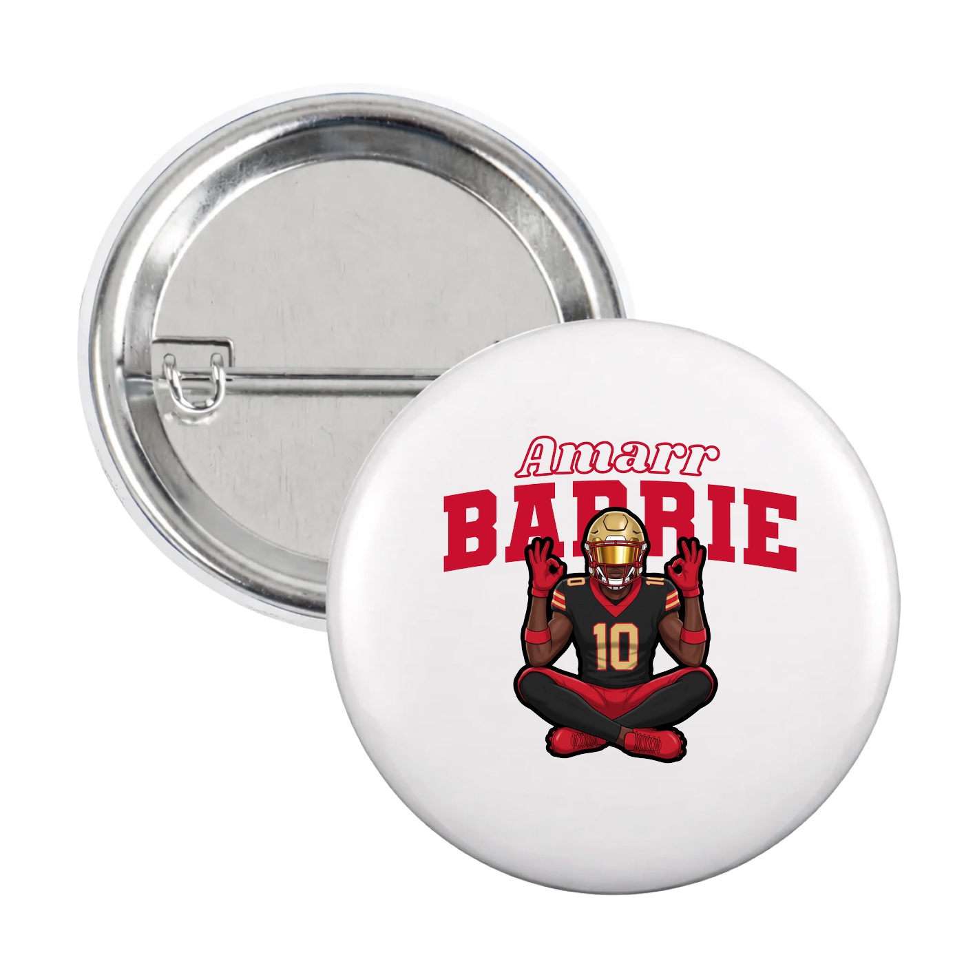Game Day Button — Name Arch in White