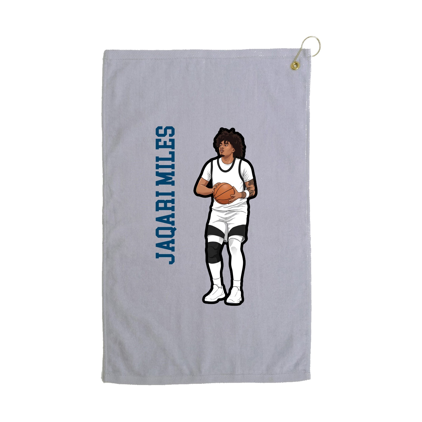Golf Towel — Name Vertical in Grey
