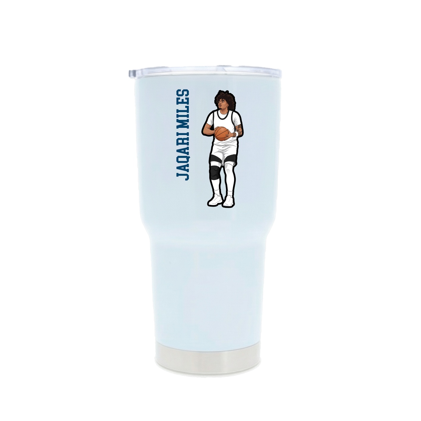 30oz Stainless Steel Tumbler — Name Vertical in White