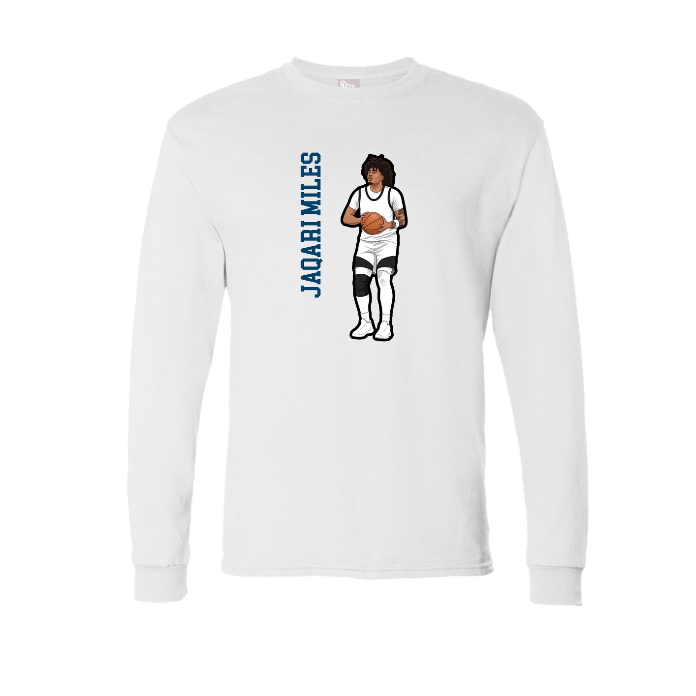 Long Sleeve Tee — Name Vertical in White