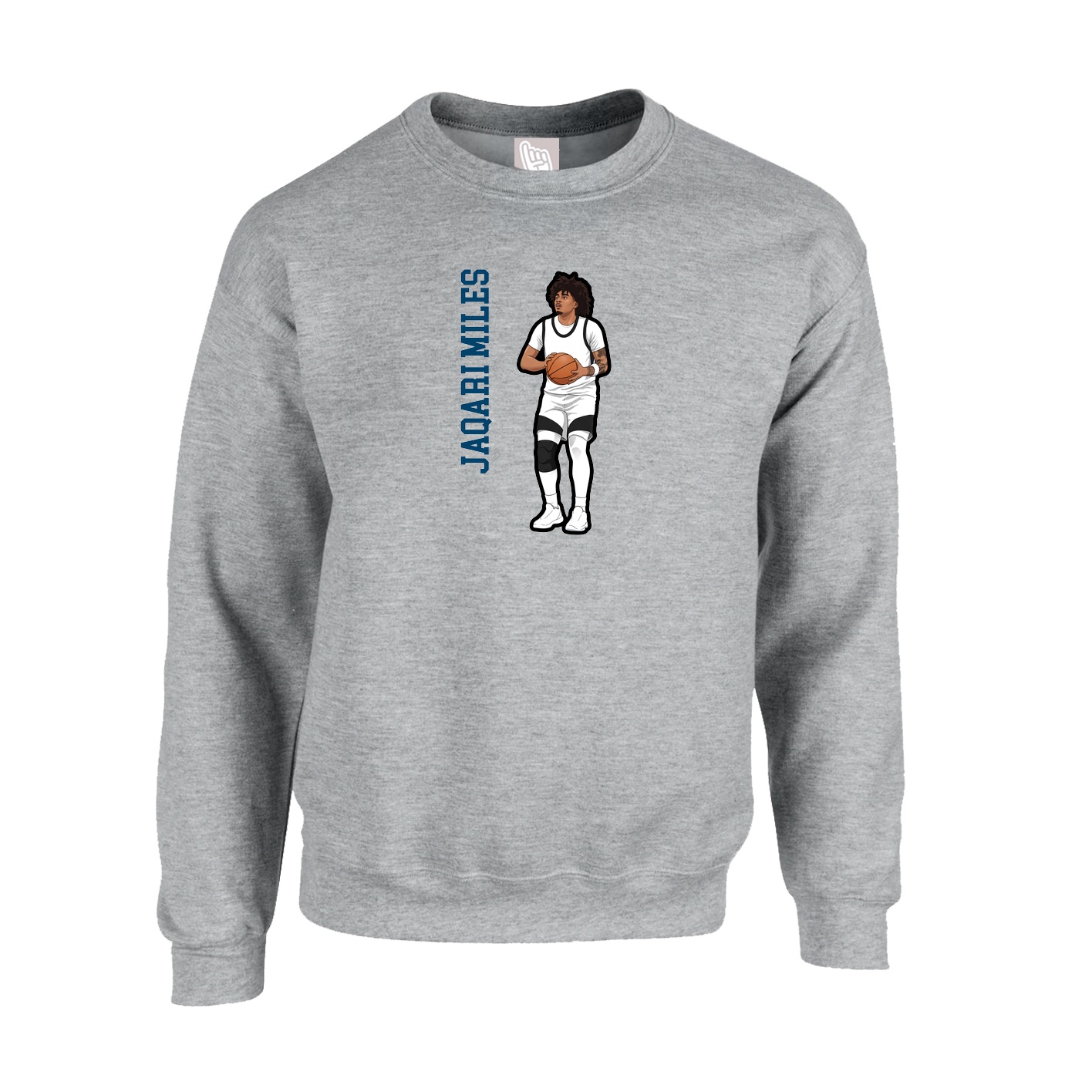 Fleece Crew — Name Vertical in Grey