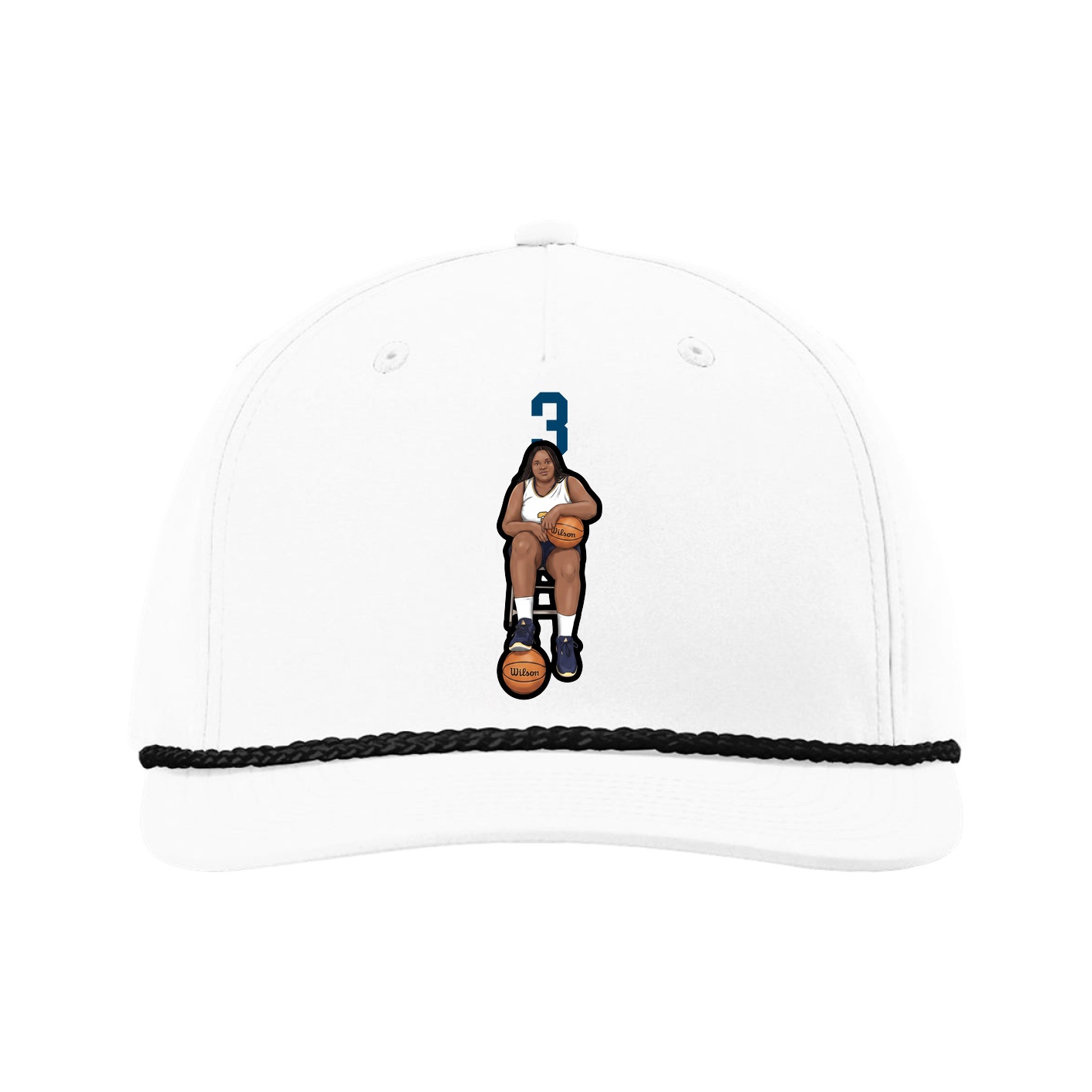 Five-Panel Classic Rope Cap — Number Top in White