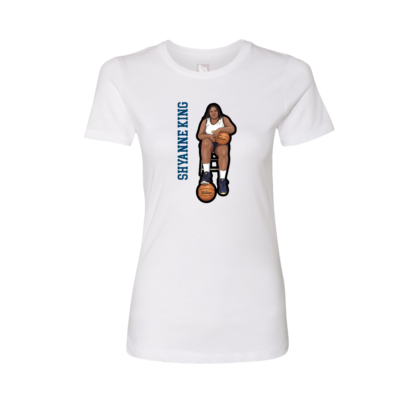 Fitted Women's Tee — Name Vertical in White