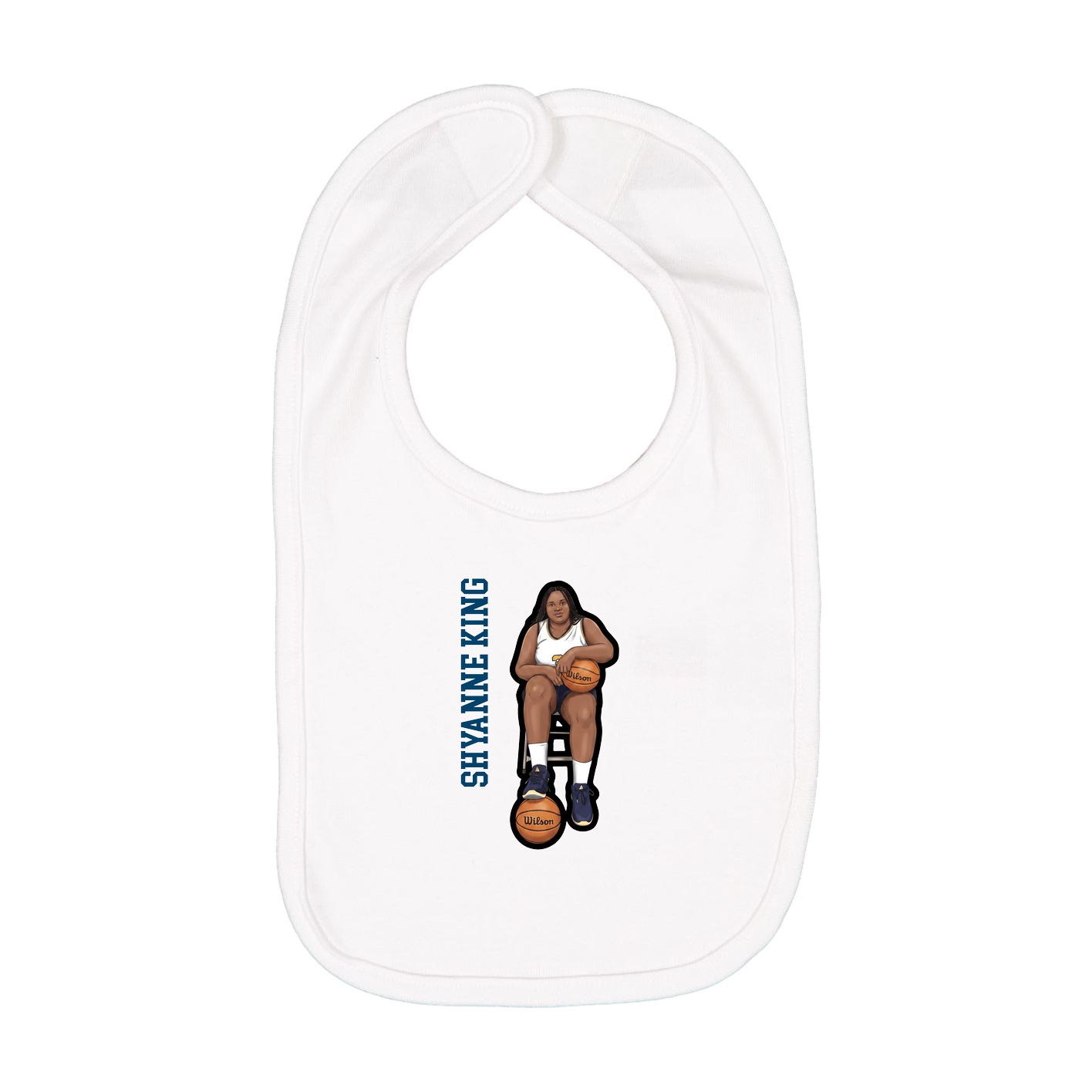 Infant Bib — Name Vertical in White