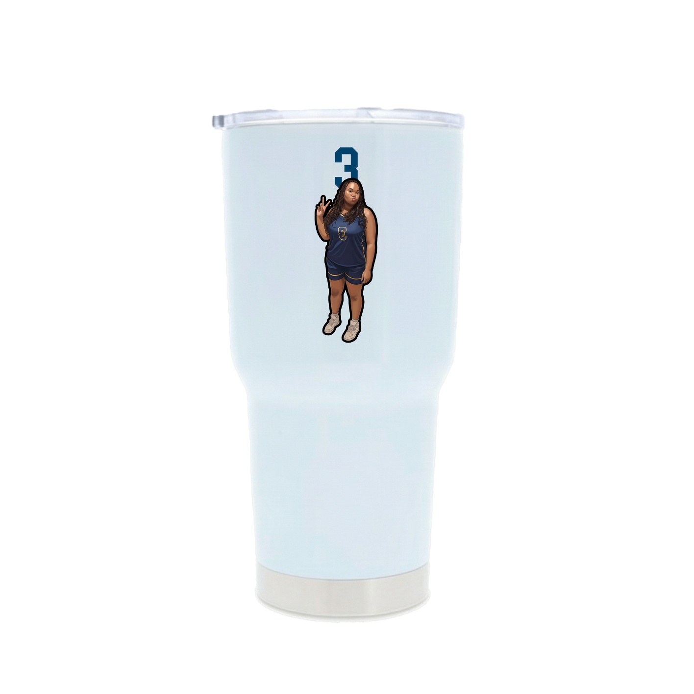 30oz Stainless Steel Tumbler — Number Top in White